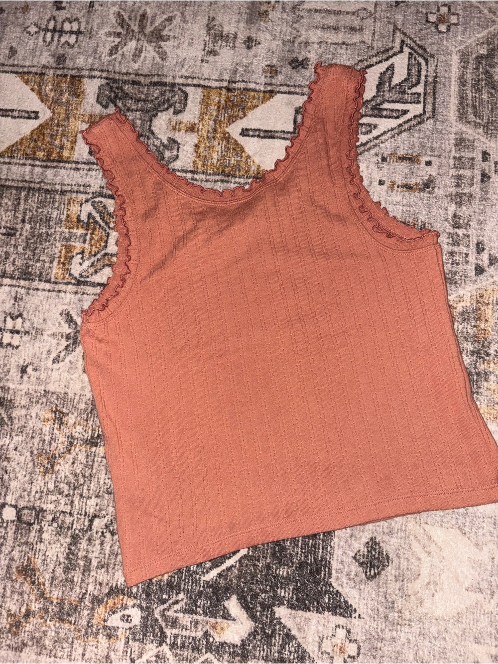 So Ribbed Faux Button-Front Tank Top - Rust - Picture 3 of 3